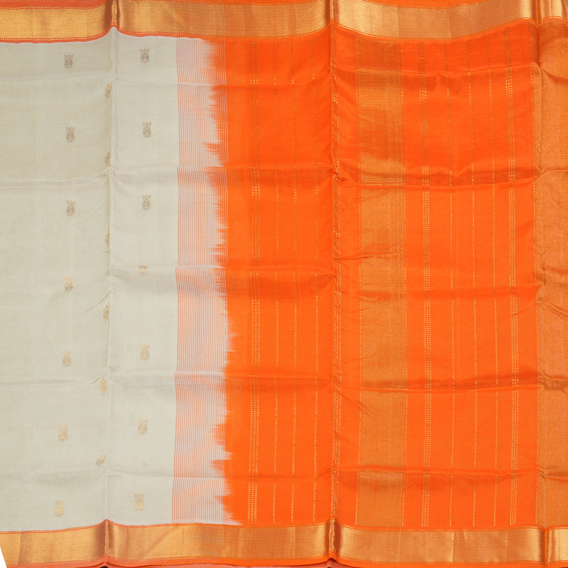 Hayagrivas Half-White Pure Silk Cotton Saree SSCBF15D8-1