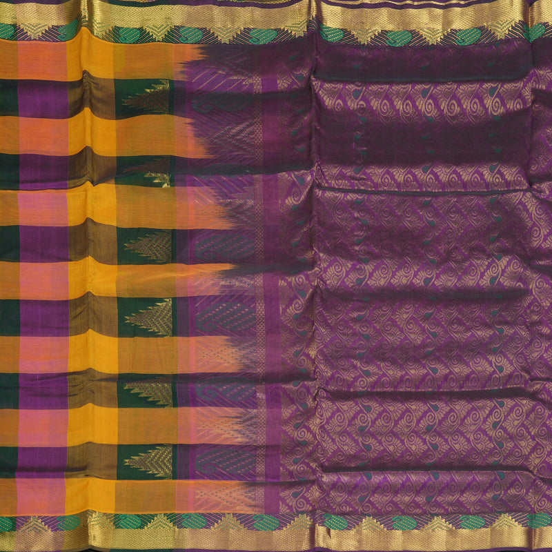 Hayagrivas Multicolour Checks Pure Silk Cotton Saree SSCBF16D10-4