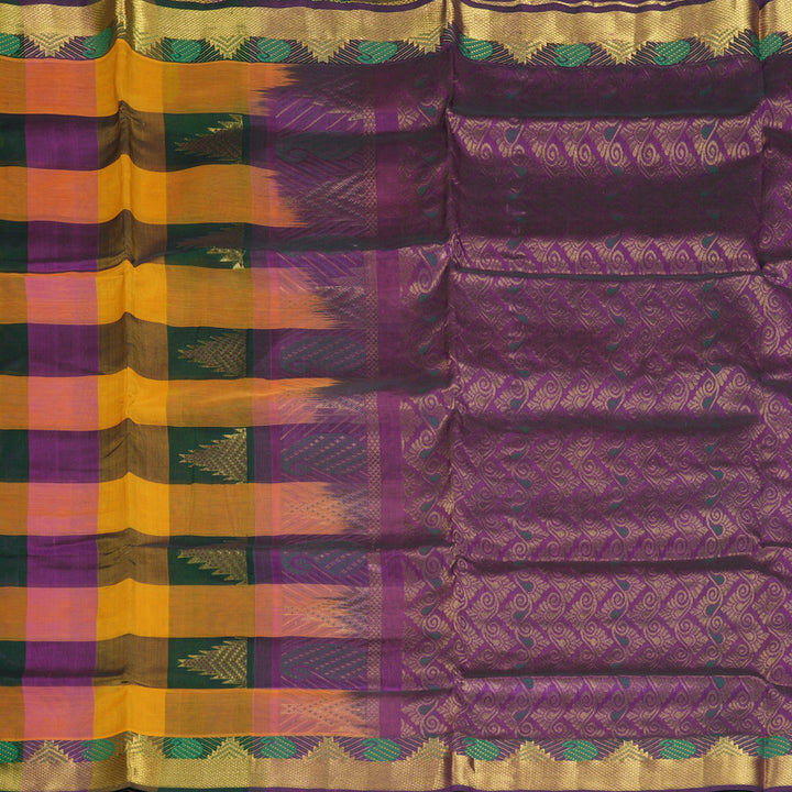 Hayagrivas Multicolour Checks Pure Silk Cotton Saree SSCBF16D10-4