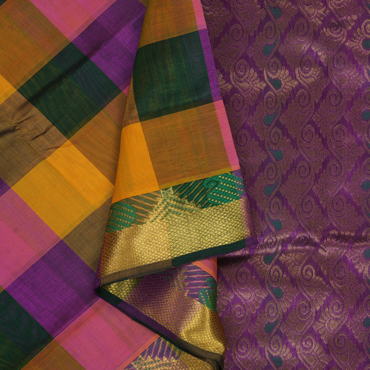 Hayagrivas Multicolour Checks Pure Silk Cotton Saree SSCBF16D10-4