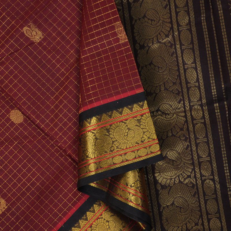 Hayagrivas Maroon Pure Silk Cotton Saree SSCBF16D11-6