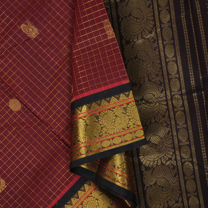 Hayagrivas Maroon Pure Silk Cotton Saree SSCBF16D11-6