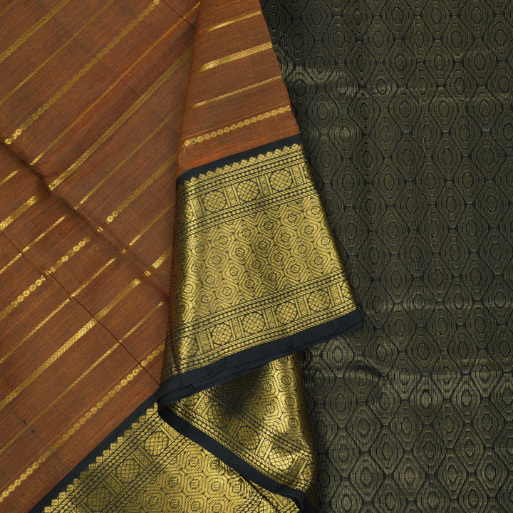 Hayagrivas Bronze Brown Pure Silk Cotton Saree SSCBF16D13-1
