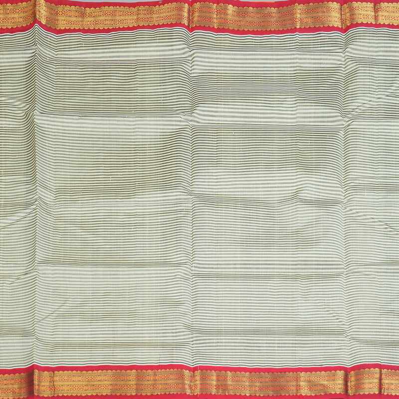Hayagrivas Ivory & Grey Stripes Pure Silk Cotton Saree SSCBF16D13-3
