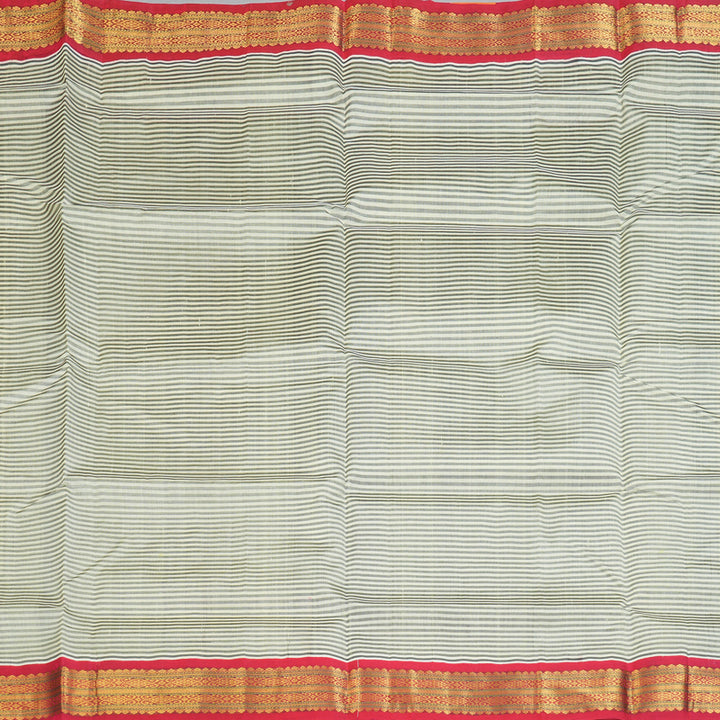 Hayagrivas Ivory & Grey Stripes Pure Silk Cotton Saree SSCBF16D13-3