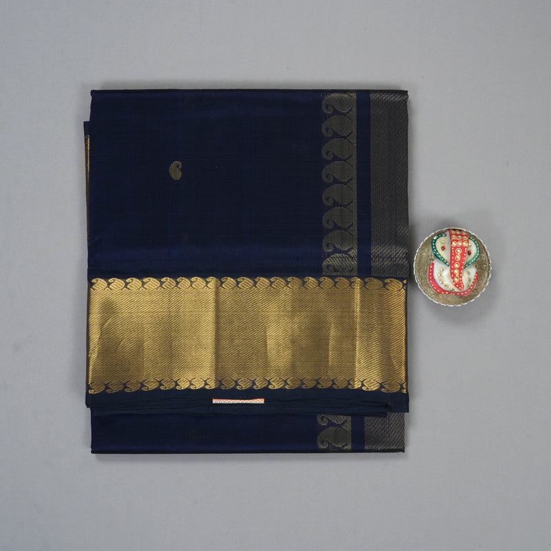 Hayagrivas Navy Blue Pure Silk Cotton Saree SSCBF16D14-4