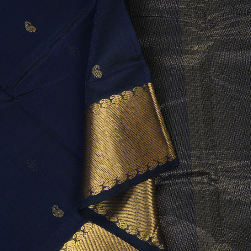 Hayagrivas Navy Blue Pure Silk Cotton Saree SSCBF16D14-4