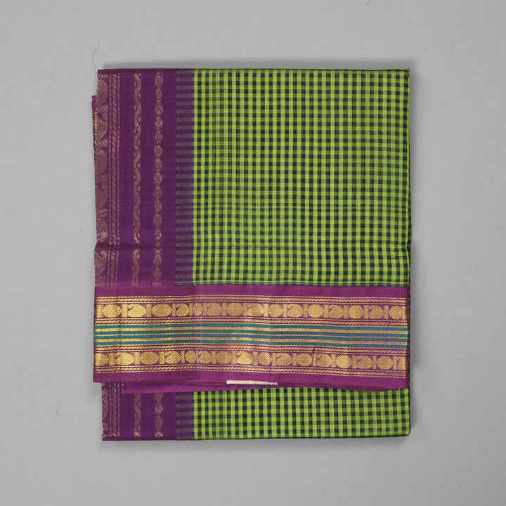 Hayagrivas Green & Black Checks Pure Silk Cotton Saree SSCBF16D15-2