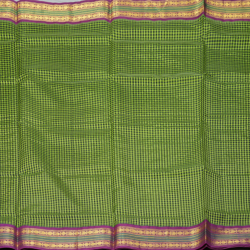 Hayagrivas Green & Black Checks Pure Silk Cotton Saree SSCBF16D15-2