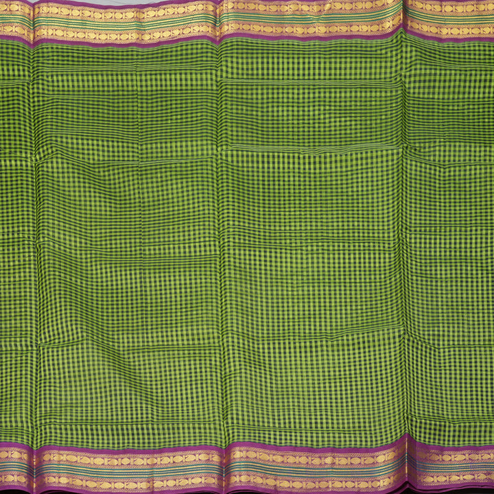 Hayagrivas Green & Black Checks Pure Silk Cotton Saree SSCBF16D15-2