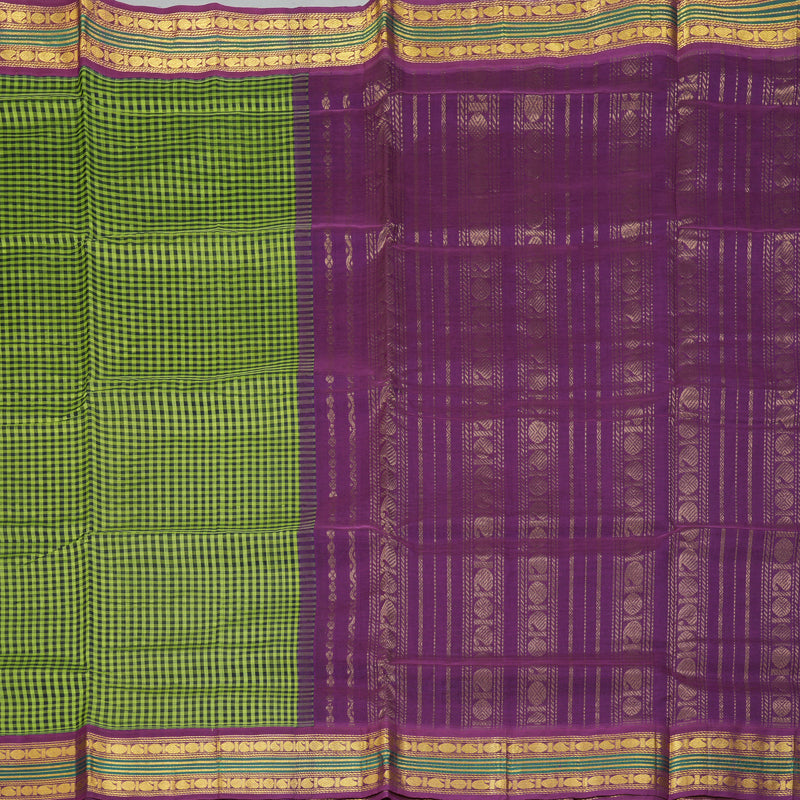 Hayagrivas Green & Black Checks Pure Silk Cotton Saree SSCBF16D15-2