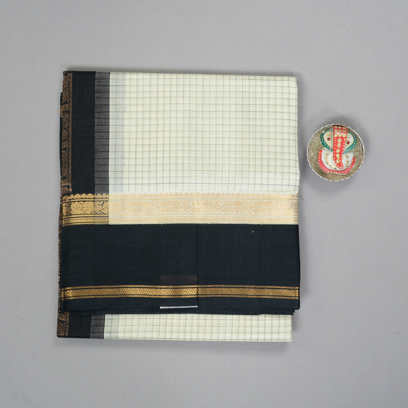 Hayagrivas Half-White Pure Silk Cotton Saree SSCBF16D2-13