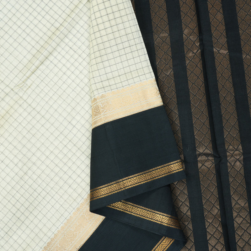 Hayagrivas Half-White Pure Silk Cotton Saree SSCBF16D2-13