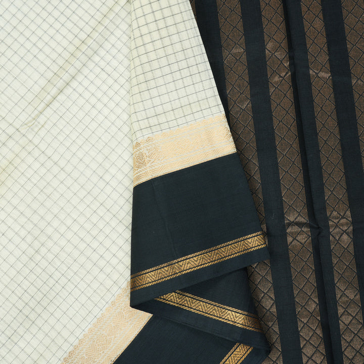 Hayagrivas Half-White Pure Silk Cotton Saree SSCBF16D2-13
