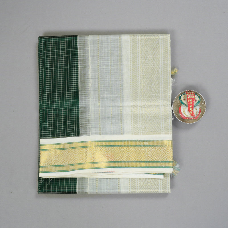 Hayagrivas Bottle Green Pure Silk Cotton Saree SSCBF16D2-20