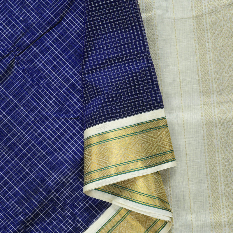 Hayagrivas Royal Blue Pure Silk Cotton Saree SSCBF16D2-7
