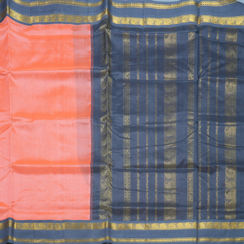 Hayagrivas Peach Orange Pure Silk Cotton Saree SSCBF16D3-8