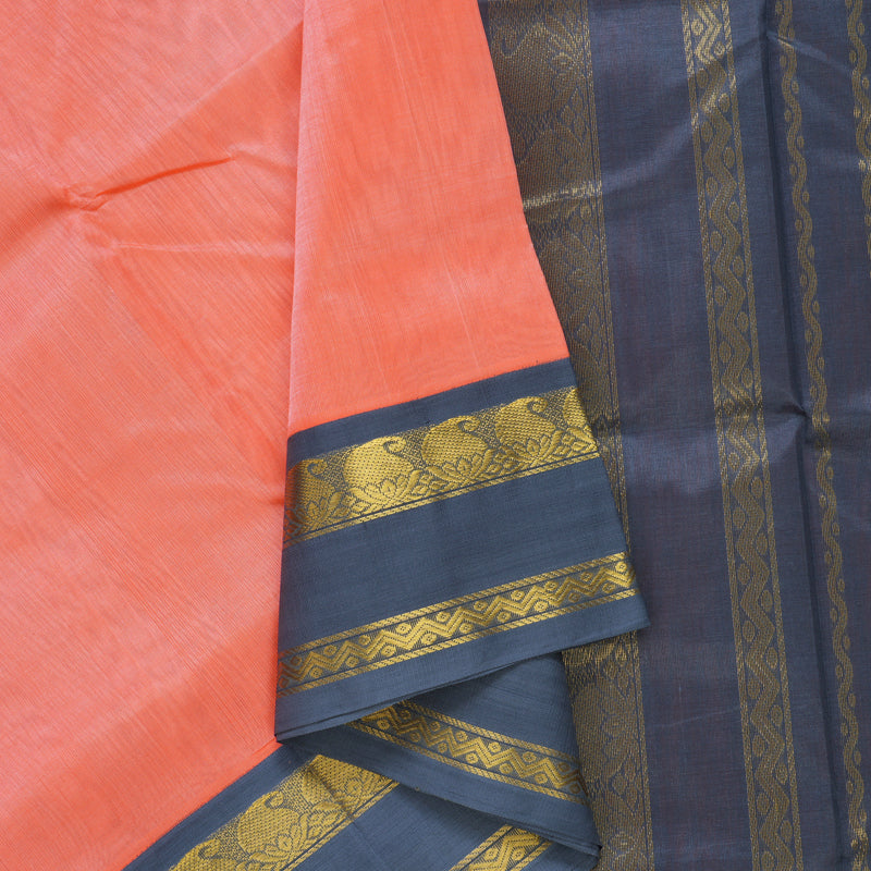 Hayagrivas Peach Orange Pure Silk Cotton Saree SSCBF16D3-8