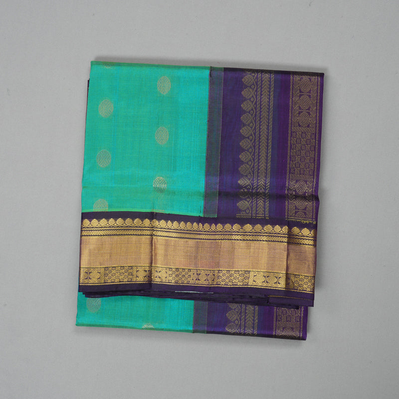 Hayagrivas Blue-Green Pure Silk Cotton Saree SSCBF16D4-12