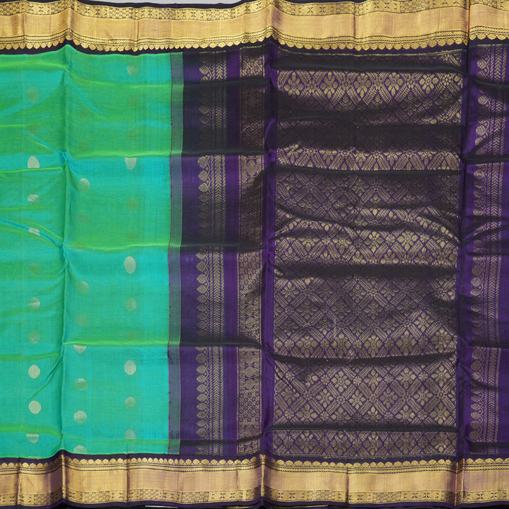Hayagrivas Blue-Green Pure Silk Cotton Saree SSCBF16D4-12