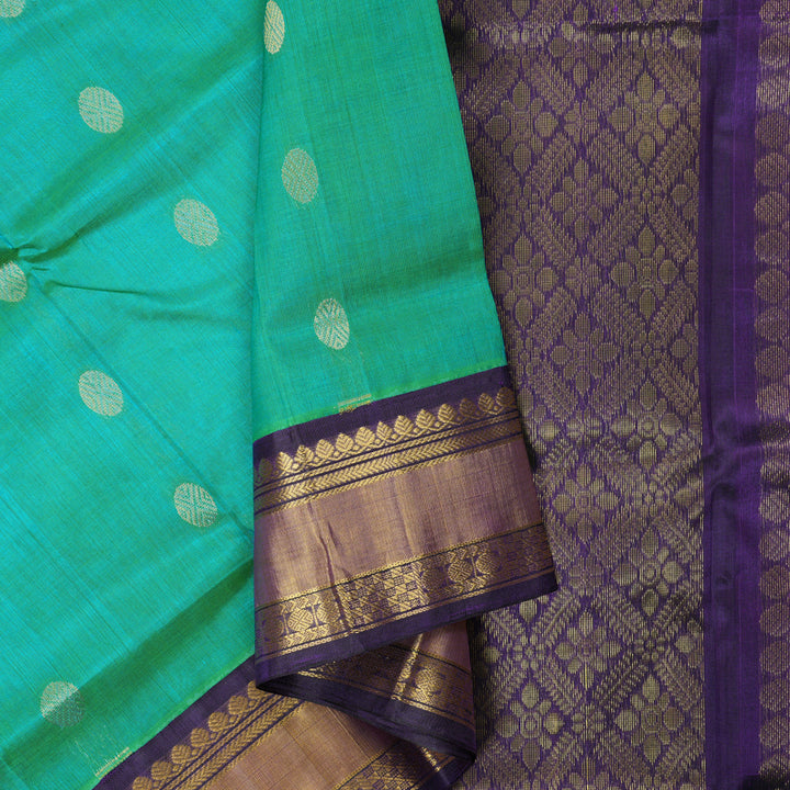 Hayagrivas Blue-Green Pure Silk Cotton Saree SSCBF16D4-12
