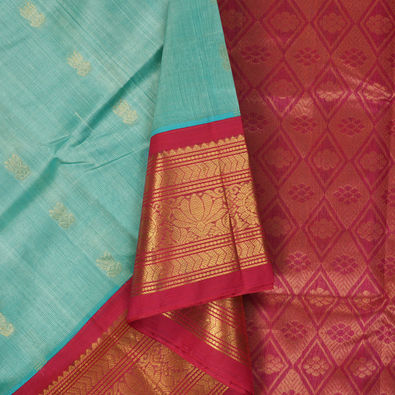 Hayagrivas Powder Blue Pure Silk Cotton Saree SSCBF16D4-2