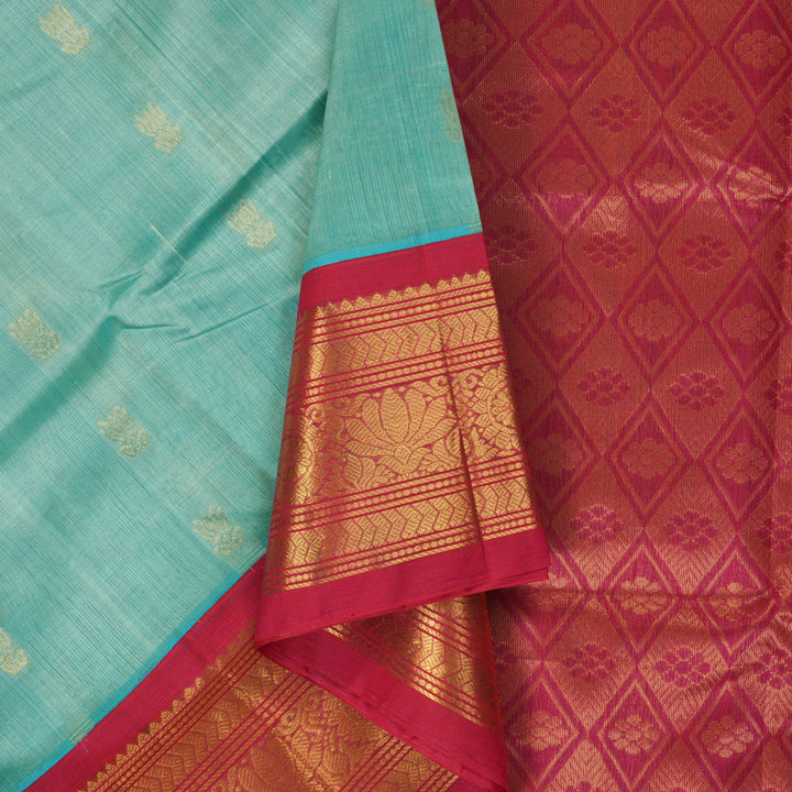 Hayagrivas Powder Blue Pure Silk Cotton Saree SSCBF16D4-2