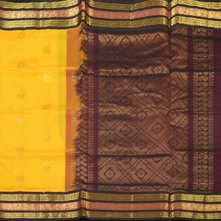 Hayagrivas Yellow Pure Silk Cotton Saree SSCBF16D4-4