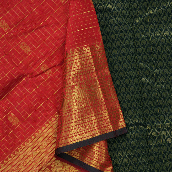 Hayagrivas Red Pure Silk Cotton Saree SSCBF16D5-10
