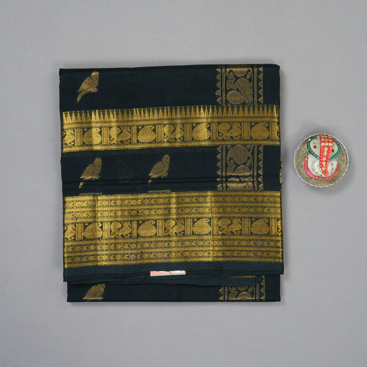 Hayagrivas Black Pure Silk Cotton Saree SSCBF16D5-6