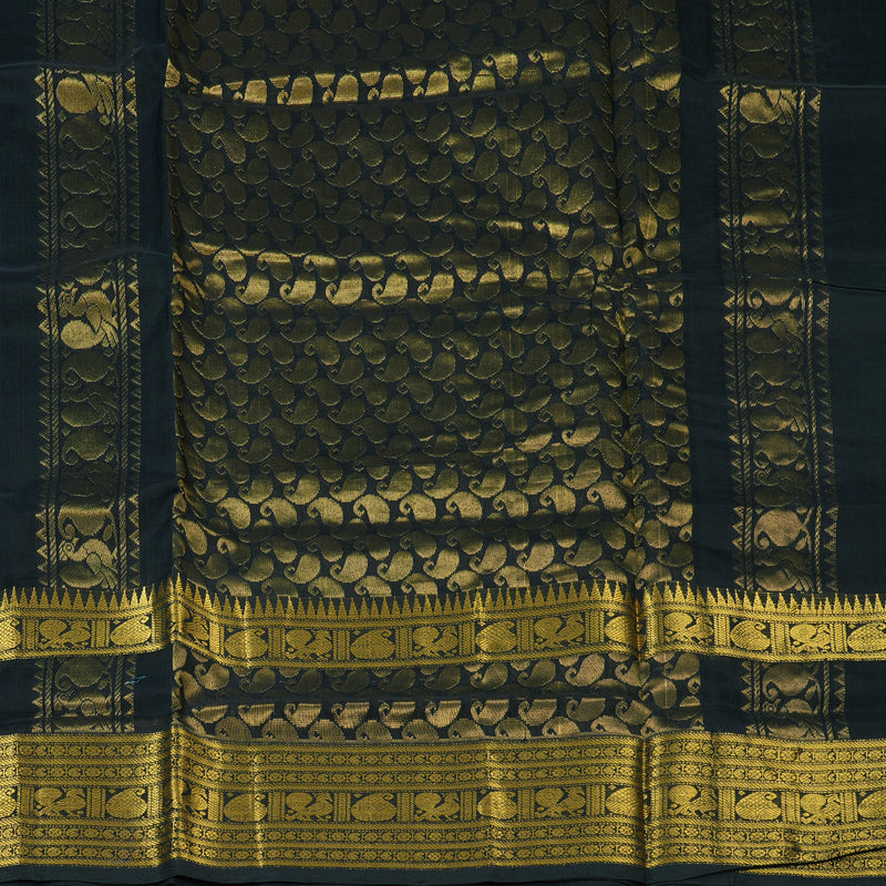 Hayagrivas Black Pure Silk Cotton Saree SSCBF16D5-6