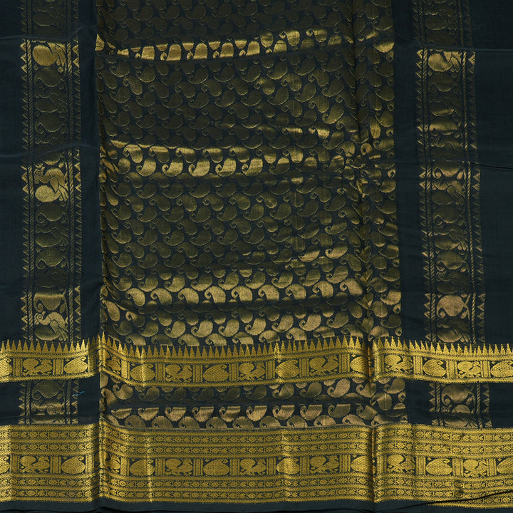 Hayagrivas Black Pure Silk Cotton Saree SSCBF16D5-6