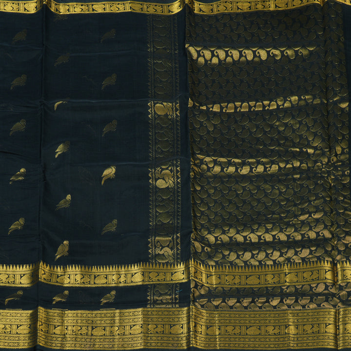 Hayagrivas Black Pure Silk Cotton Saree SSCBF16D5-6