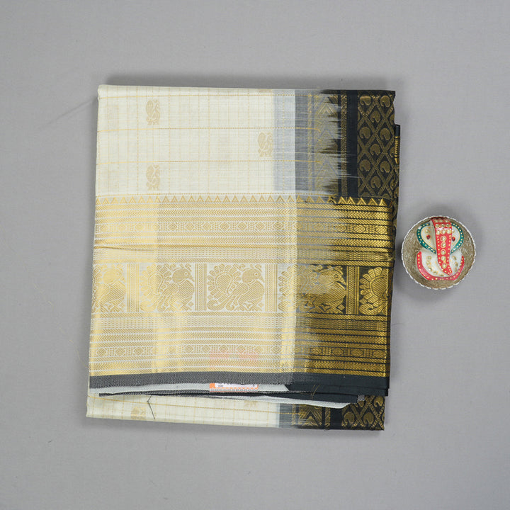 Hayagrivas Half-White Pure Silk Cotton Saree SSCBF16D5-7