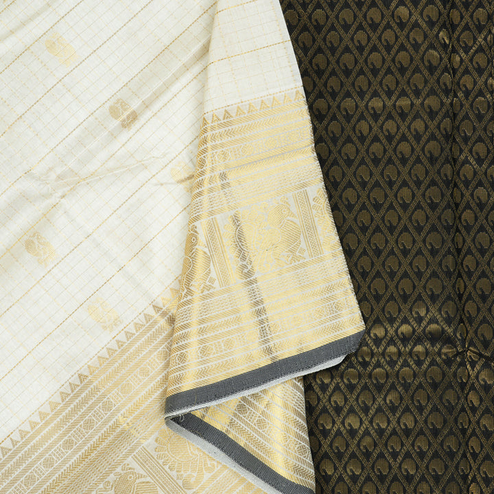 Hayagrivas Half-White Pure Silk Cotton Saree SSCBF16D5-7