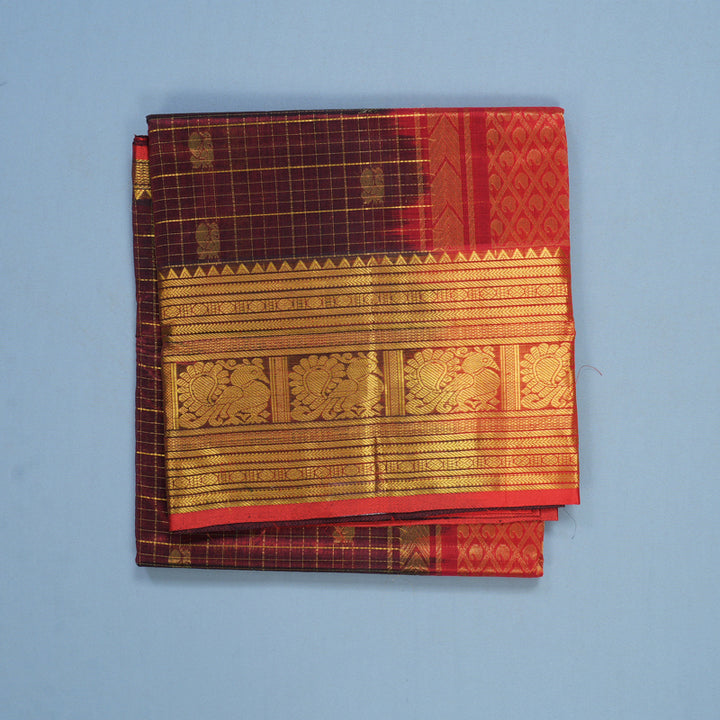 Hayagrivas Maroon Pure Silk Cotton Saree SSCBF16D5-9