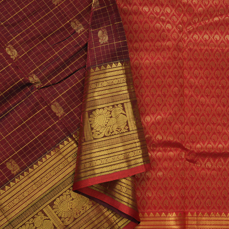 Hayagrivas Maroon Pure Silk Cotton Saree SSCBF16D5-9