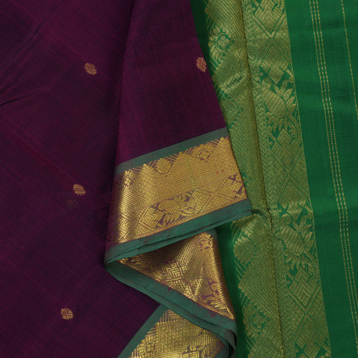 Hayagrivas Burgundy Pure Silk Cotton Saree SSCBF16D7-1