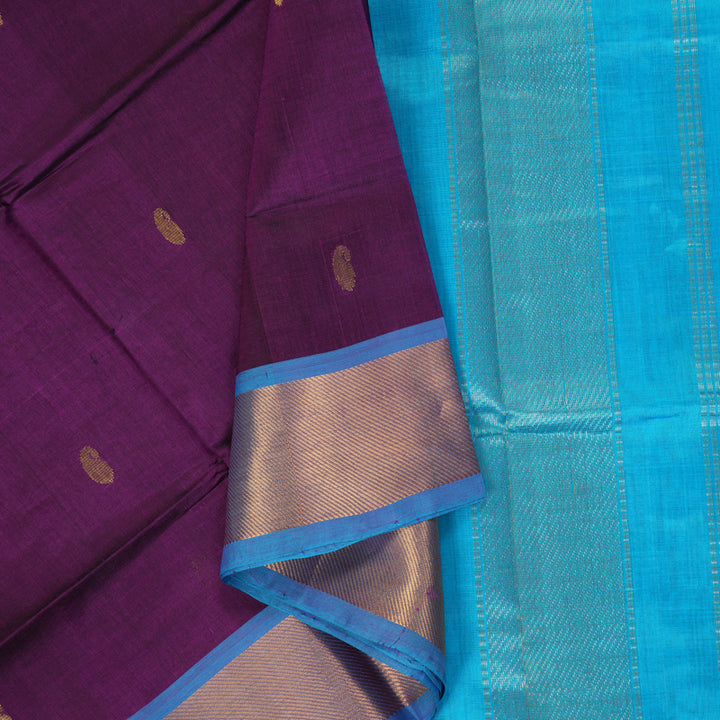 Hayagrivas Violet Pure Silk Cotton Saree SSCBF16D7-4