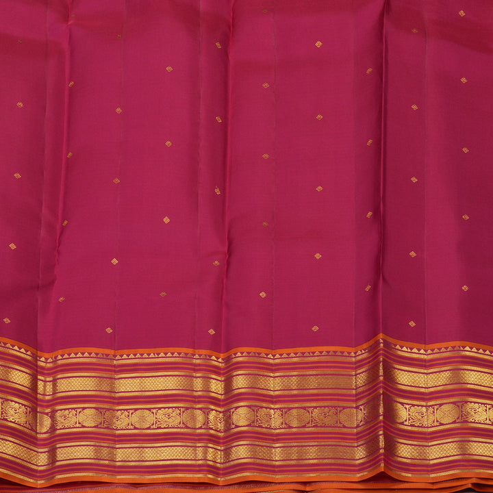 Hayagrivas Handloom Peach Pink & Lilac Checks Kanjivaram Silk Saree SSCBF23D12-4