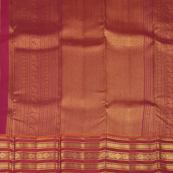 Hayagrivas Handloom Peach Pink & Lilac Checks Kanjivaram Silk Saree SSCBF23D12-4