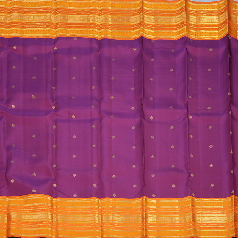 Hayagrivas Handloom Purple Kanjivaram Silk Saree with Orange Border SSCBF23D13-2