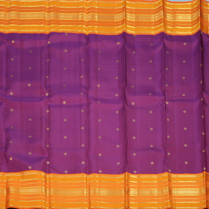 Hayagrivas Handloom Purple Kanjivaram Silk Saree with Orange Border SSCBF23D13-2