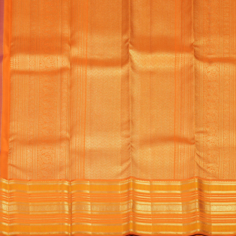 Hayagrivas Handloom Purple Kanjivaram Silk Saree with Orange Border SSCBF23D13-2