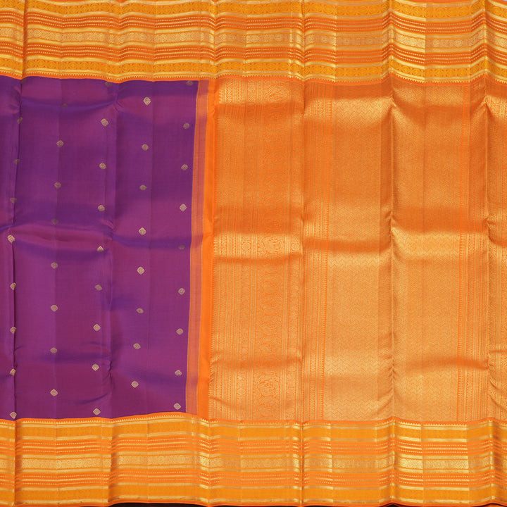Hayagrivas Handloom Purple Kanjivaram Silk Saree with Orange Border SSCBF23D13-2