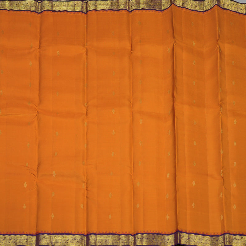 Hayagrivas Handloom Orange Kanjivaram Silk Saree with Violet Border SSCBF23D14-2