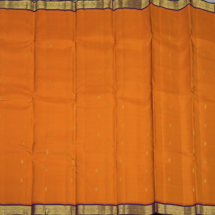 Hayagrivas Handloom Orange Kanjivaram Silk Saree with Violet Border SSCBF23D14-2