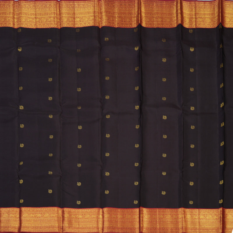 Hayagrivas Handloom Kanchana Brown Kanjivaram Silk Saree with Maroon Border SSCBF23D15-1