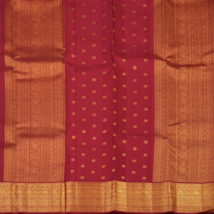 Hayagrivas Handloom Kanchana Brown Kanjivaram Silk Saree with Maroon Border SSCBF23D15-1