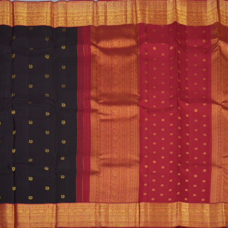 Hayagrivas Handloom Kanchana Brown Kanjivaram Silk Saree with Maroon Border SSCBF23D15-1
